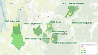 Karte der Wasserschutzgebiete rund um Lahr